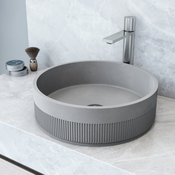 VIGO 16'' Grey Concrete Round Vessel Sink Bathroom Sink & Reviews